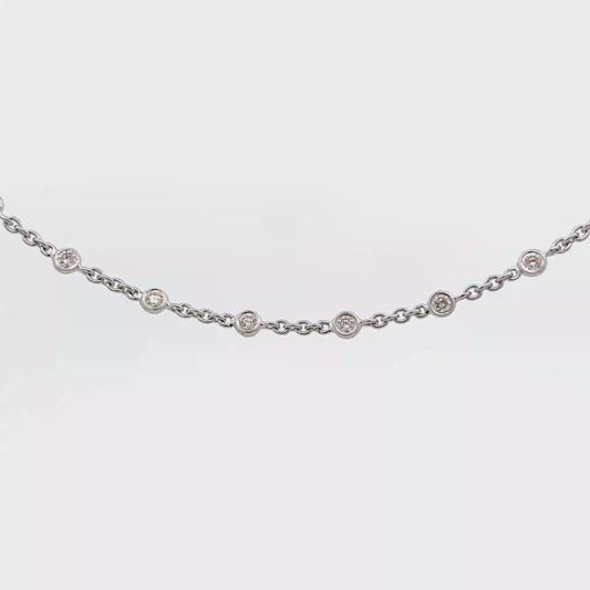 King Jewelers 1.47ct Diamond Station Necklace 18K White Gold