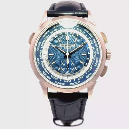 Pre Owned Patek Phillipe World Time Chronograph Blue Dial Watch