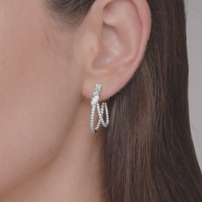Kwiat Duet Crossover Double Hoop Diamond Earrings in 18K White Gold