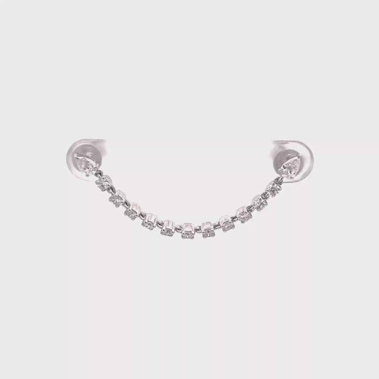 King Jewelers Diamond Chain Earring for Double Piercing