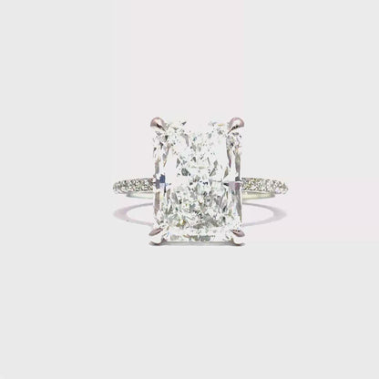 KJ5 Platinum GIA Certified 7.55ct Radiant Cut Classic Diamond Engagement Ring