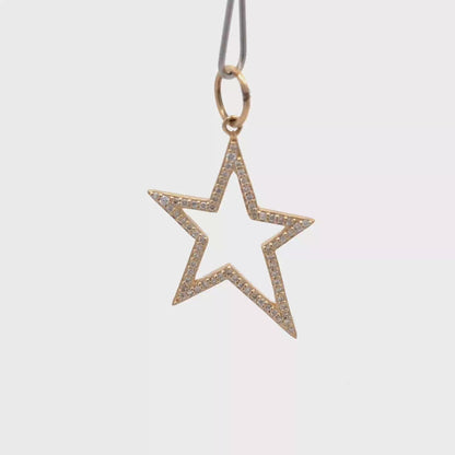 King Jewelers Open Star Charm 14K Yellow Gold