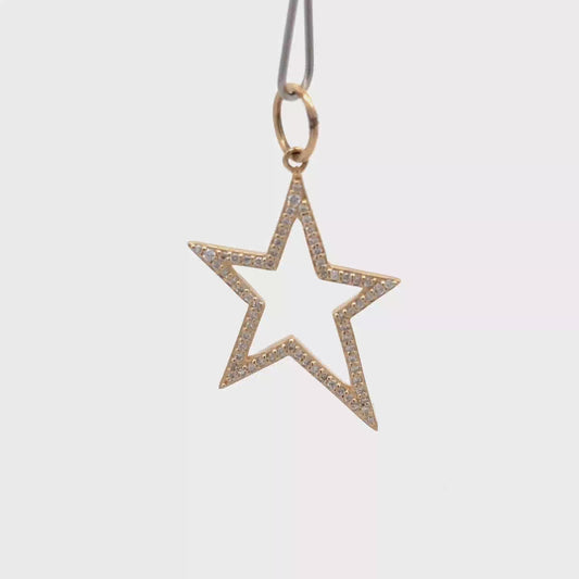 King Jewelers Open Star Charm 14K Yellow Gold