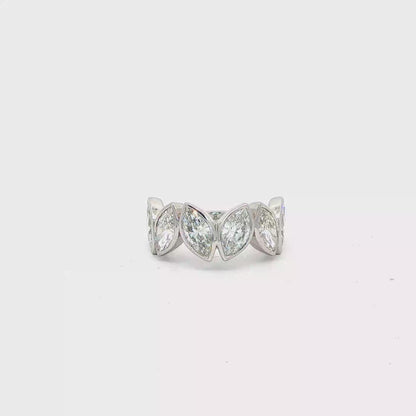 KJ5 18K White Gold 3.10ct Marquise Diamond Wedding Band