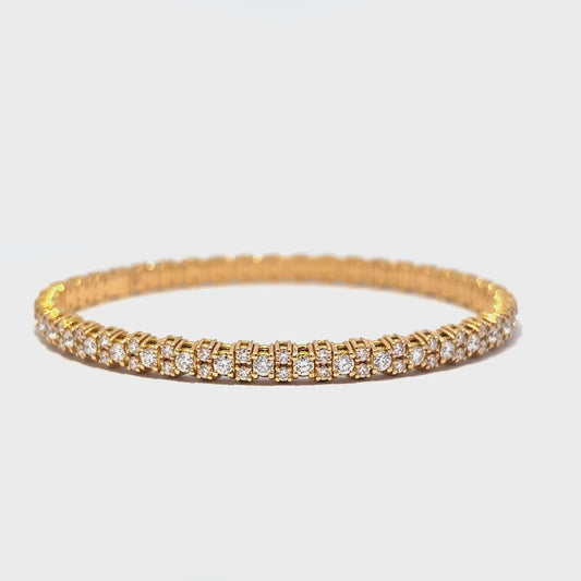 King Jewelers Diamond Flexible Bangle Bracelet 18K Yellow Gold