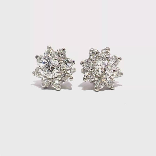 A. Link 1.12ct Flower Diamond Stud Earrings 18K White Gold