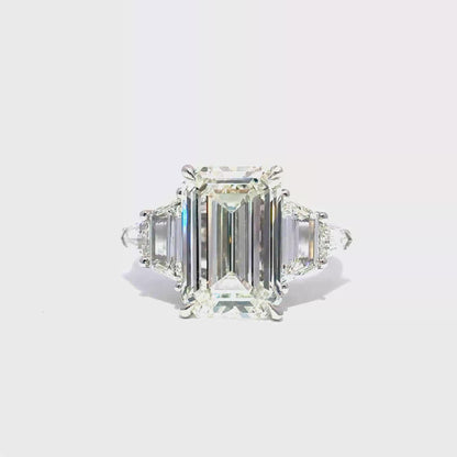 KJ5 GIA Platinum Emerald Cut 5-Stone Diamond Engagement Ring