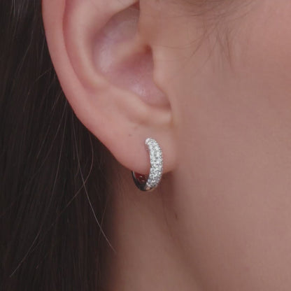 Kwiat Moonlight Petite Hoop Earrings with Diamonds in White Gold
