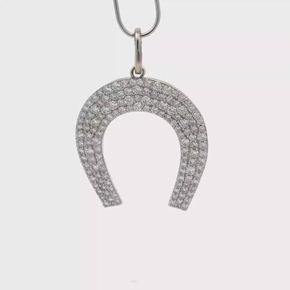 King Jewelers Diamond Horsehoe Charm 14K White Gold
