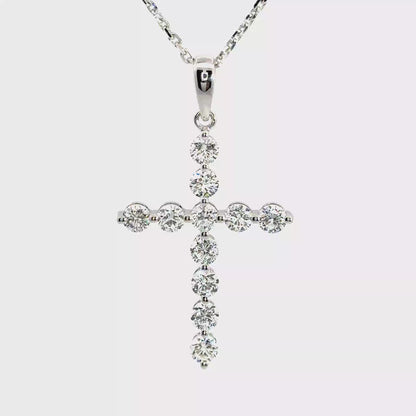 Ella Rose 14K White Gold 1.07ct Lab-Grown Diamond Cross Pendant Necklace