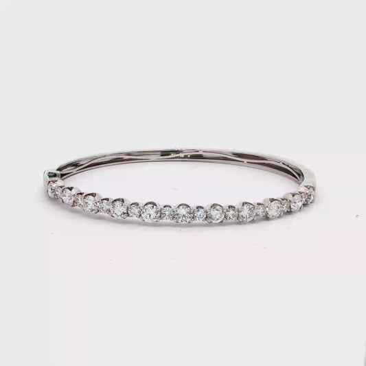 King Jewelers 3 Carat Diamond Bangle Bracelet 18K White Gold