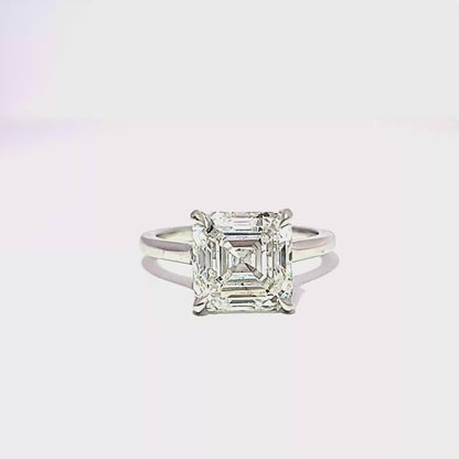 KJ5 Platinum GIA Certified 5.22ct Asscher Cut Diamond Solitaire Engagement Ring