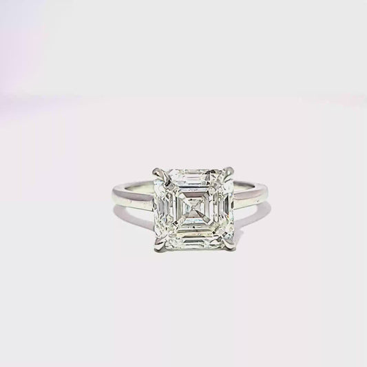 KJ5 Platinum GIA Certified 5.22ct Asscher Cut Diamond Solitaire Engagement Ring