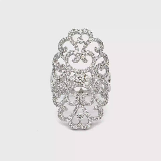 King Jewelers Filigree 1.20ct Diamond Ring 14K White Gold
