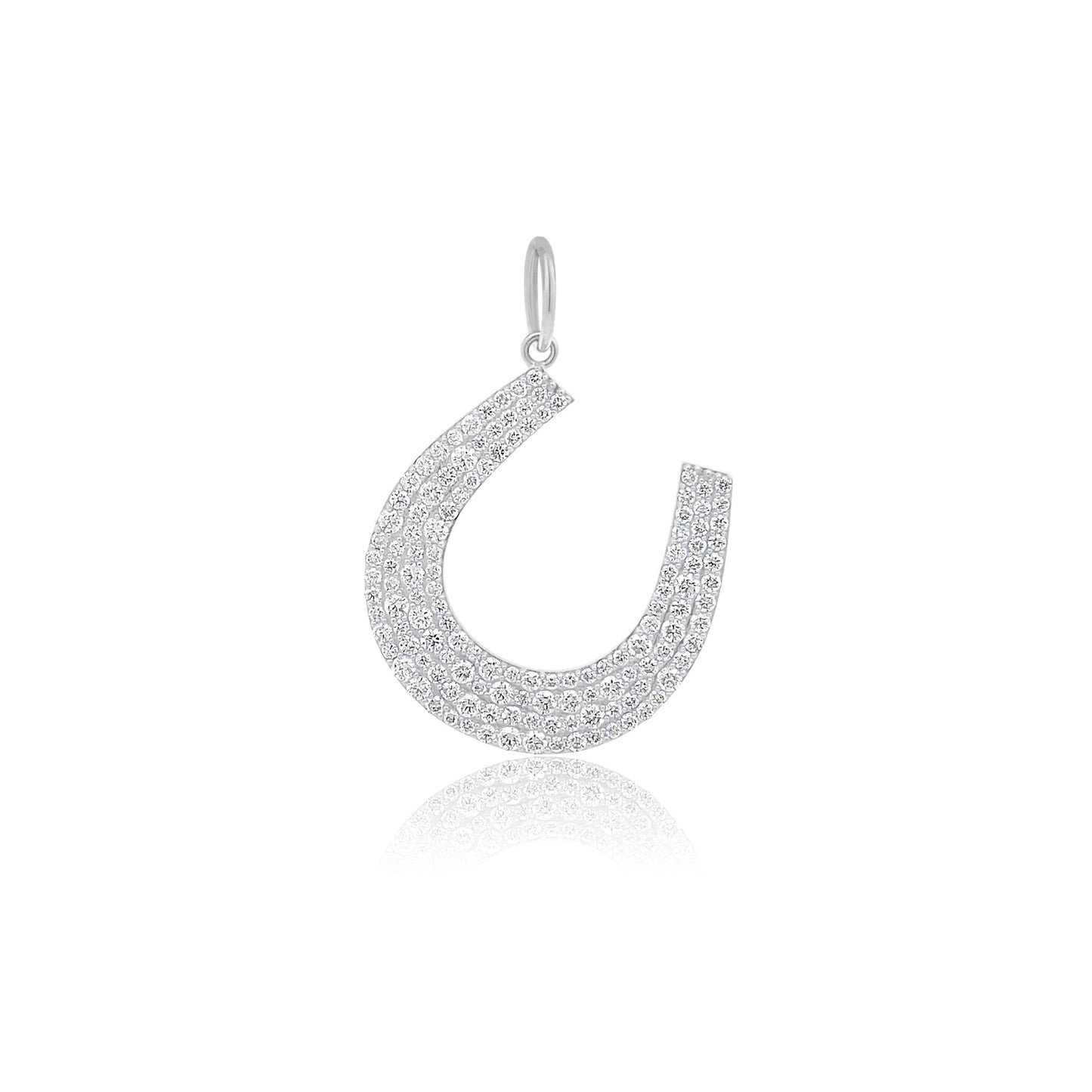King Jewelers Diamond Horsehoe Charm 14K White Gold