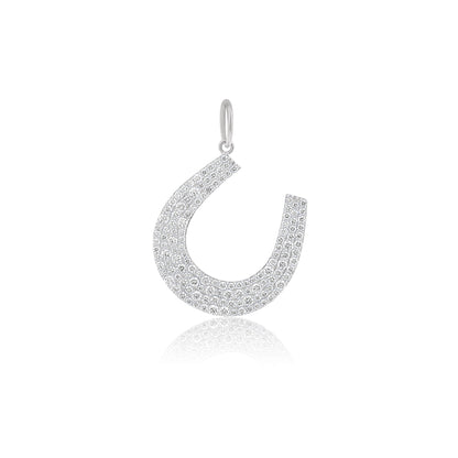 King Jewelers Diamond Horsehoe Charm 14K White Gold
