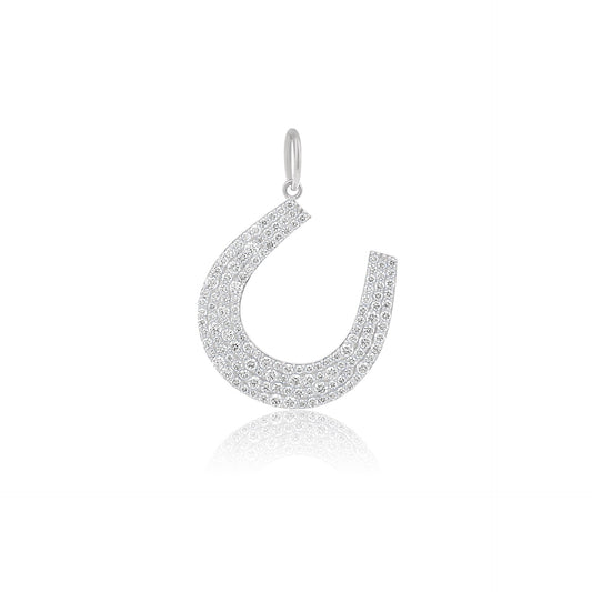 King Jewelers Diamond Horsehoe Charm 14K White Gold