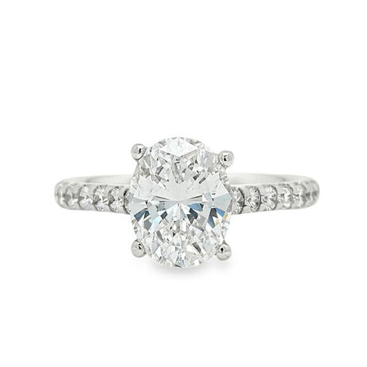 KJ5 Platinum 0.32ct Pavé Oval Diamond Engagement Ring Mounting