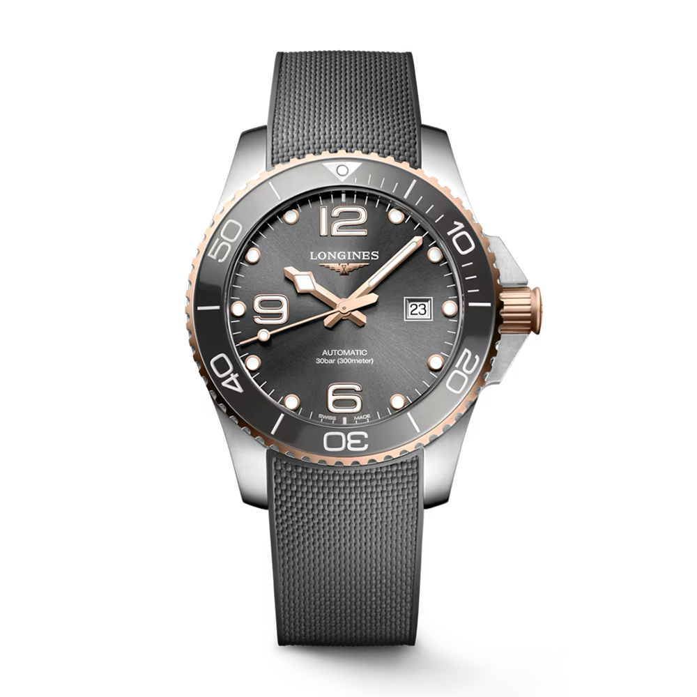 Longines HydroConquest 43mm Sunray Grey Rubber Watch
