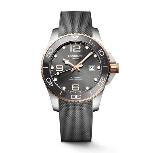 Longines HydroConquest 43mm Sunray Grey Rubber Watch
