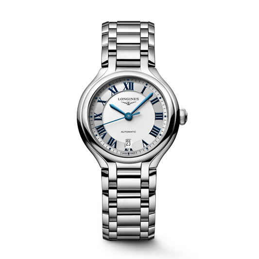 Longines PrimaLuna 30mm Silver Dial Bracelet