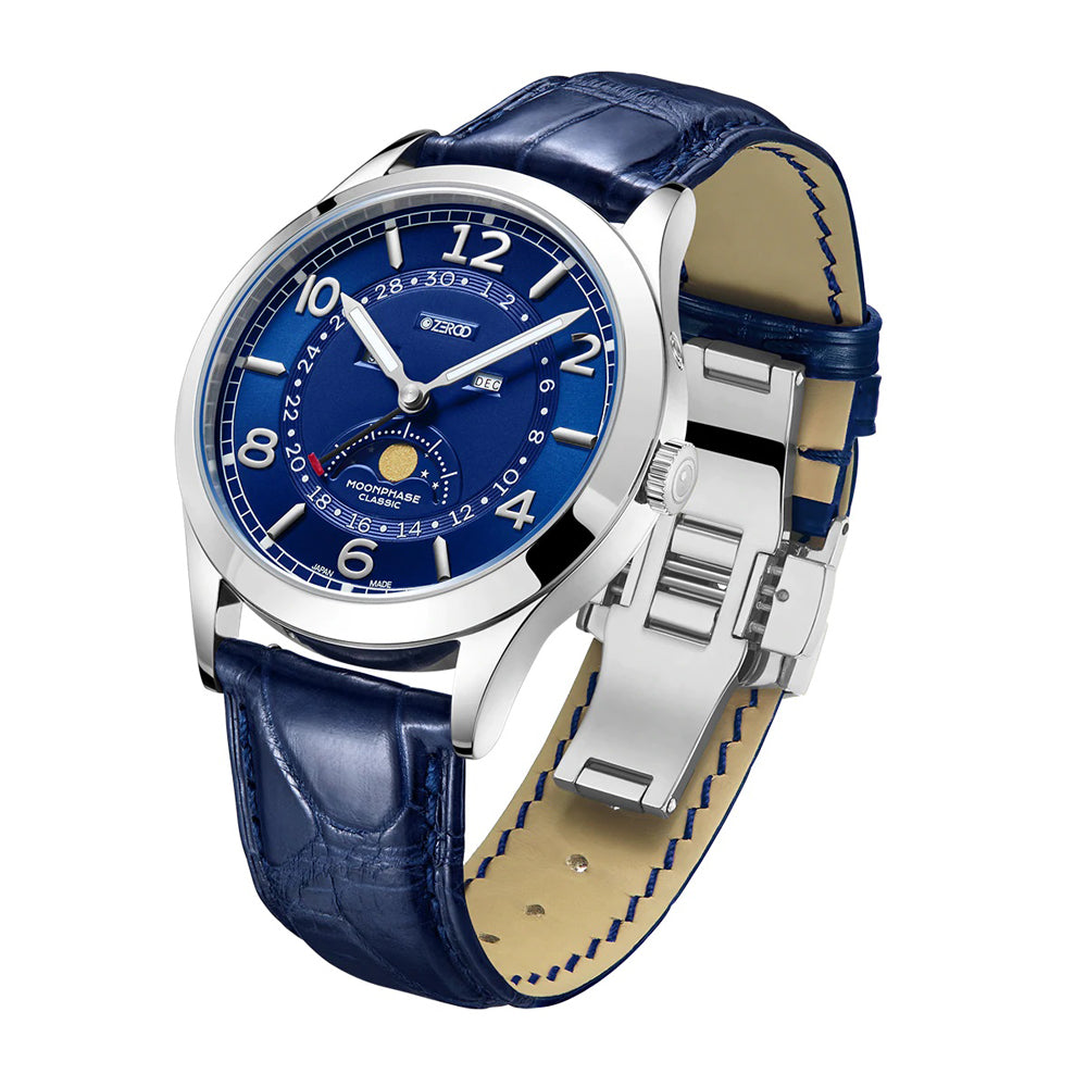 Zeroo Time C2 Classic Moonphase Steel and Blue | King Jewelers